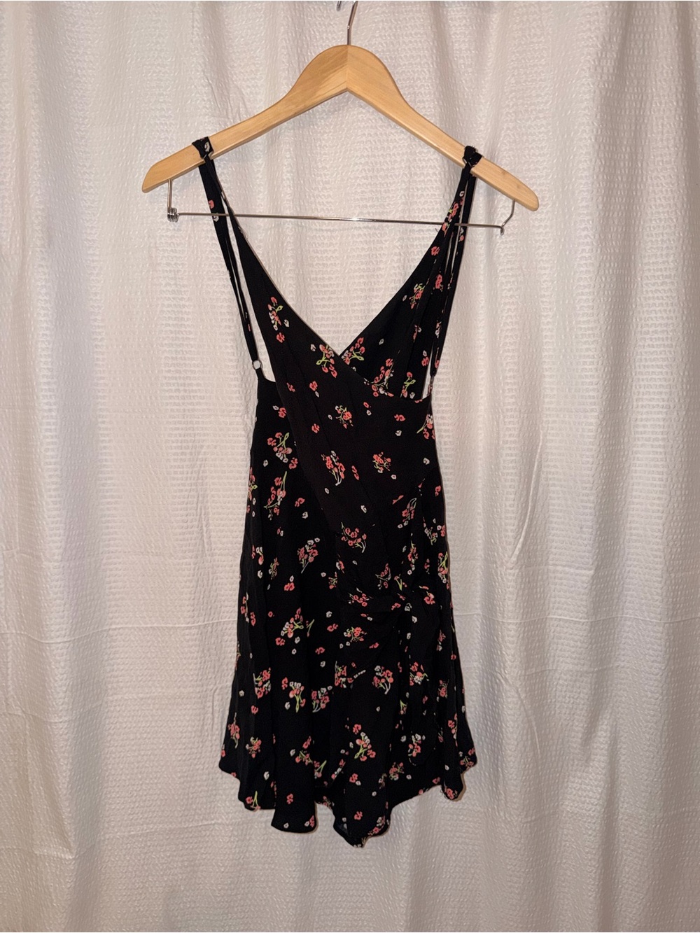Free People Tango At Night Floral Wrap Romper Black Pink Size 10